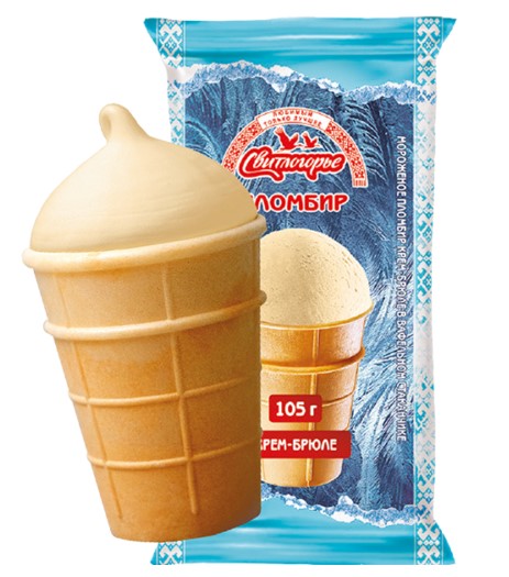 Пломбир крем-брюле в вафельном стаканчике