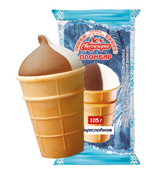 Пломбир Свитлогорье двухслойный в вафельном стаканчике