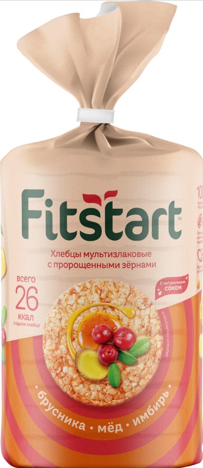 Хлебцы FITSTART 100г Брусника Имбирь и Мёд мультизлаковые
