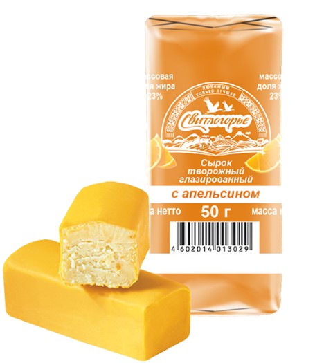Сырок творожный с натуральным апельсином в апельсиновой глазури 23%
