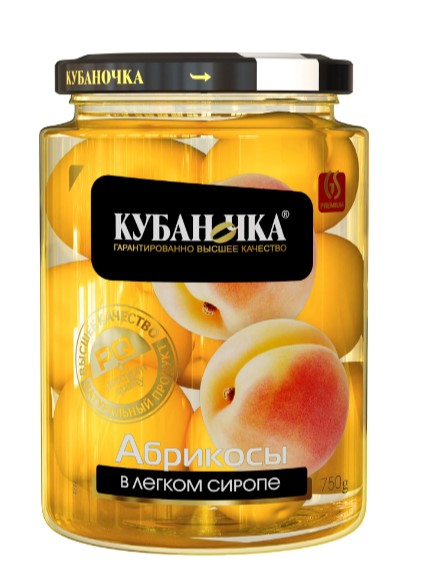 Абрикосы  в легком сиропе Кубаночка 750мл ст.б