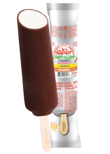 Пломбир с ванилью в сливочной какаосодержащей глазури эскимо