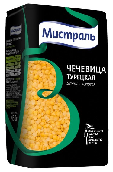Чечевица Мистраль 450г Желтая колотая Турецкая