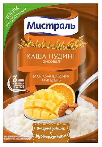 Каша пудинг рисовый Мистраль 40г апельсин-манго-миндаль