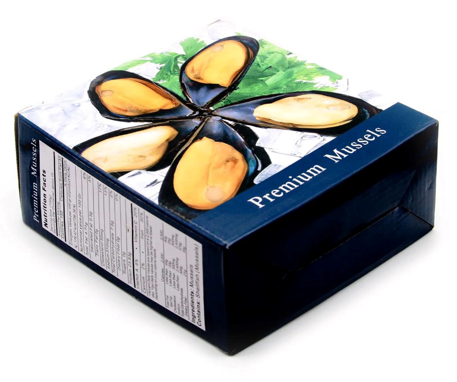 Мидии Гигант 1кг с/м 30/40 1/2 створки Китай