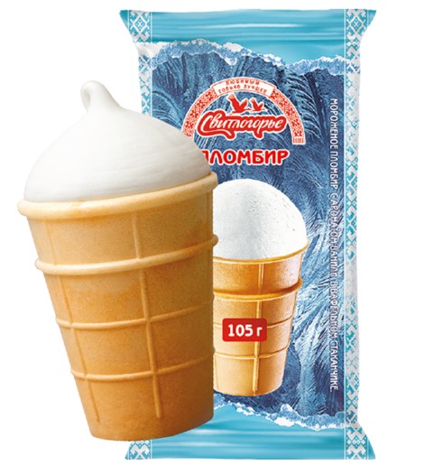 Пломбир с ванилью в вафельном стаканчике