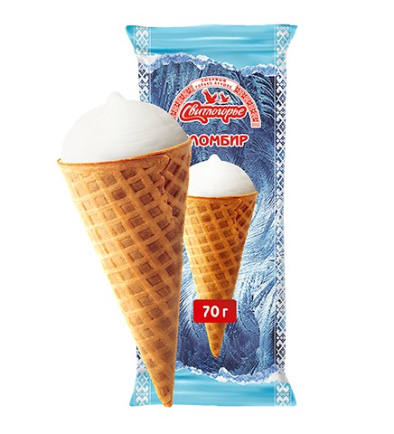 Мороженое пломбир с ароматом ванили в вафельном сахарном рожке 70 г