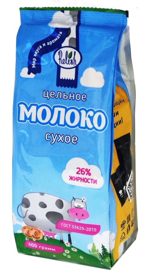 Молоко сухое цельное м.д.ж.26% 400гр Relish
