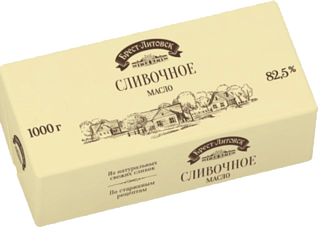 Масло сливочное несоленое Брест-Литовск массовой долей жира 82,5% 1000г