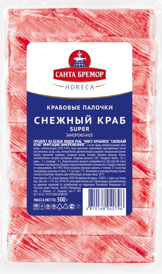 Крабовые палочки Снежный краб 500гр Санта-Бремор зам. красный