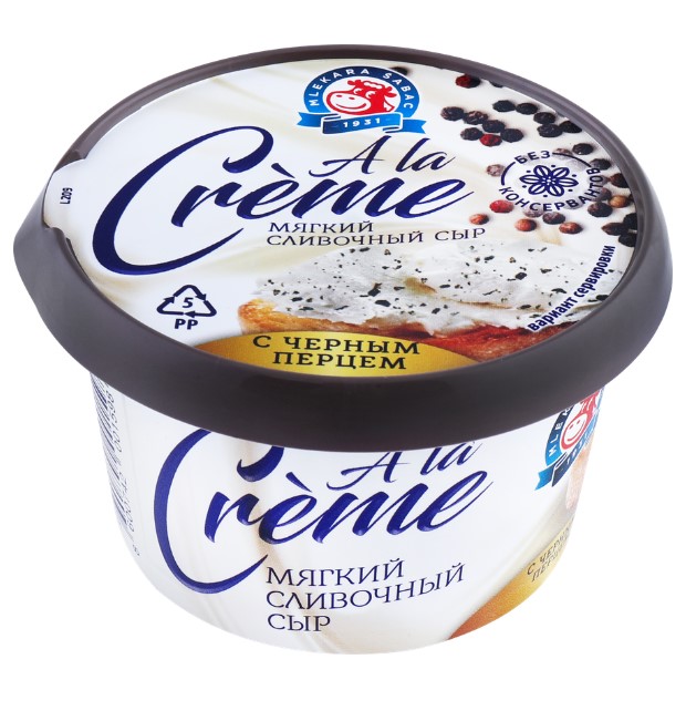 Сыр A la Creme Черный перец 65%, без змж,150г Млекара Шабац