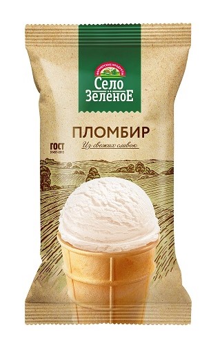 Мороженое пломбир с ароматом ванили в ваф/ст м.д.ж. 15% ТМ Село Зеленое 90г 