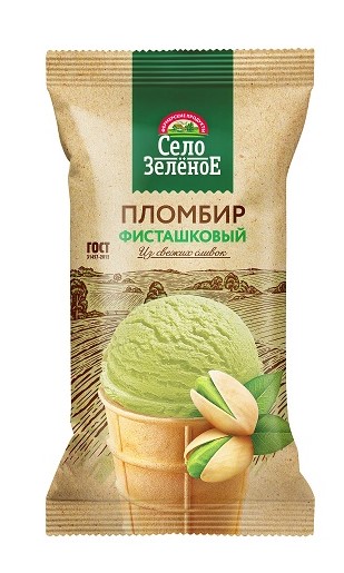 Мороженое пломбир фисташковый в ваф/ст м.д.ж. 15% ТМ Село Зеленое 70г