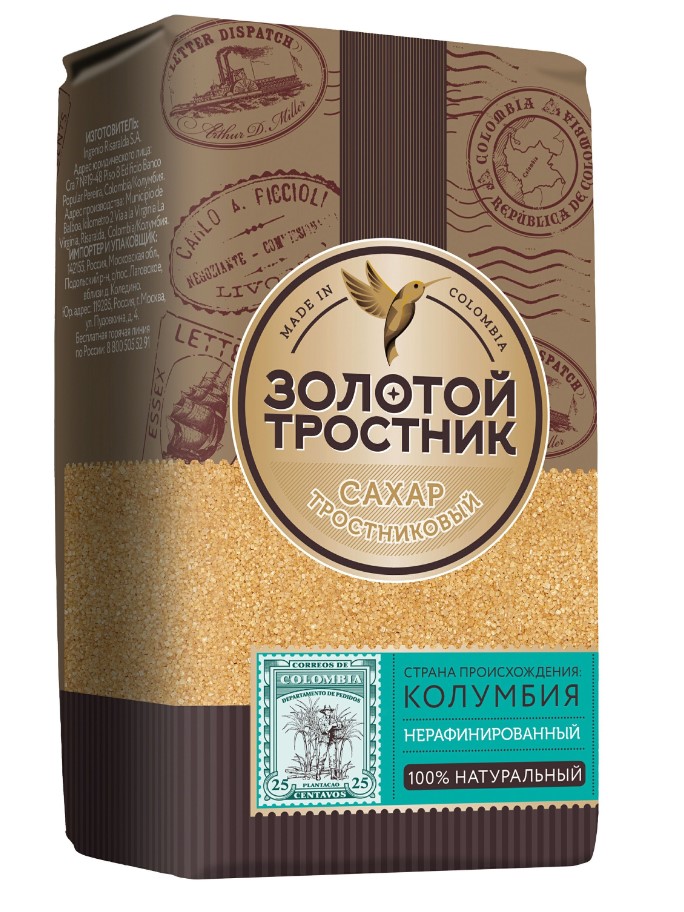 Сахар Золотой тростник 900г Тросниковый нераф.