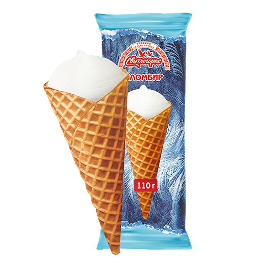 Мороженое пломбир с ароматом ванили в вафельном сахарном рожке