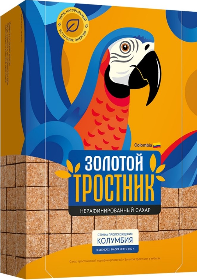 Сахар Золотой тростник 400г Тростниковый в кубиках нераф.