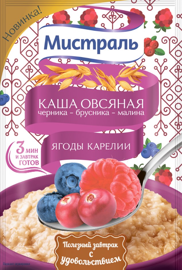 Каша овсяная Мистраль 40г Черника-брусника-малина