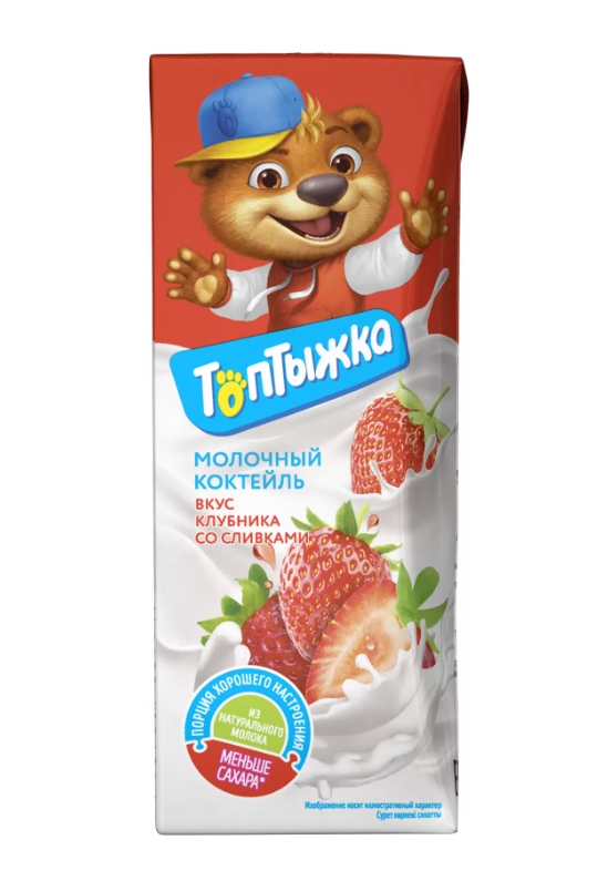 Коктейль молочный Топтыжка 200мл Клубника со сливками ультрапаст. 3,2%