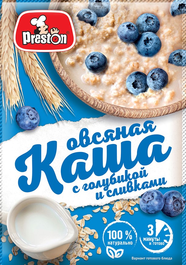 Каша овсяная с голубикой и сливками б\п Preston 37г