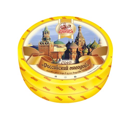 Сыр Российский молодой м.д.ж. 50% вес круг Бабушкина Крынка