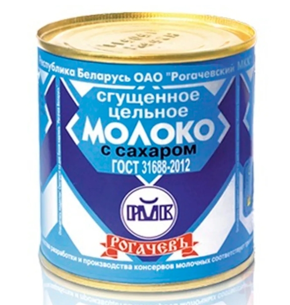 Молоко цельное сгущеное  380г ж/б  8,5% РОГАЧЕВ