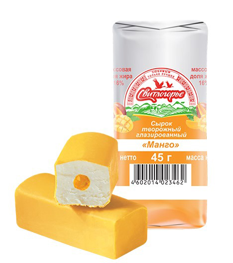 Сырок творожный глазированный в манговой глазури и с манговой начинкой