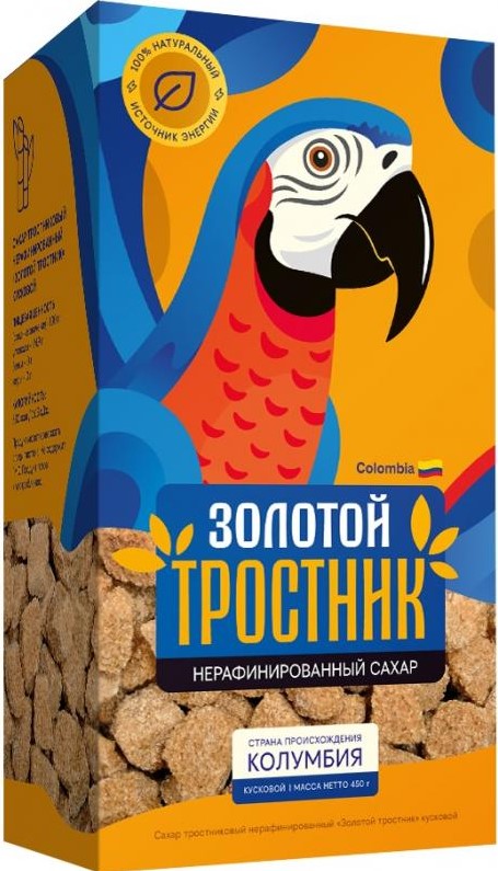 Сахар Золотой тростник 450г Тросниковый кусковой нераф.